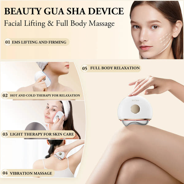 ANLAN Electric Guasha Massager EMS Face Lifting Anti-aging Remove Edema Firming Skin Clod Heat Scraping Skincare Beauty Device