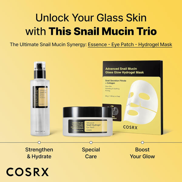 COSRX Advanced Snail Hydrogel Eye Patch (60pc), Gel Serum Mask, Puffy Undereye Treament, Fine Lines, Refresh, Hydrate, Korean Skin Care, Stocking Stuffers for Women