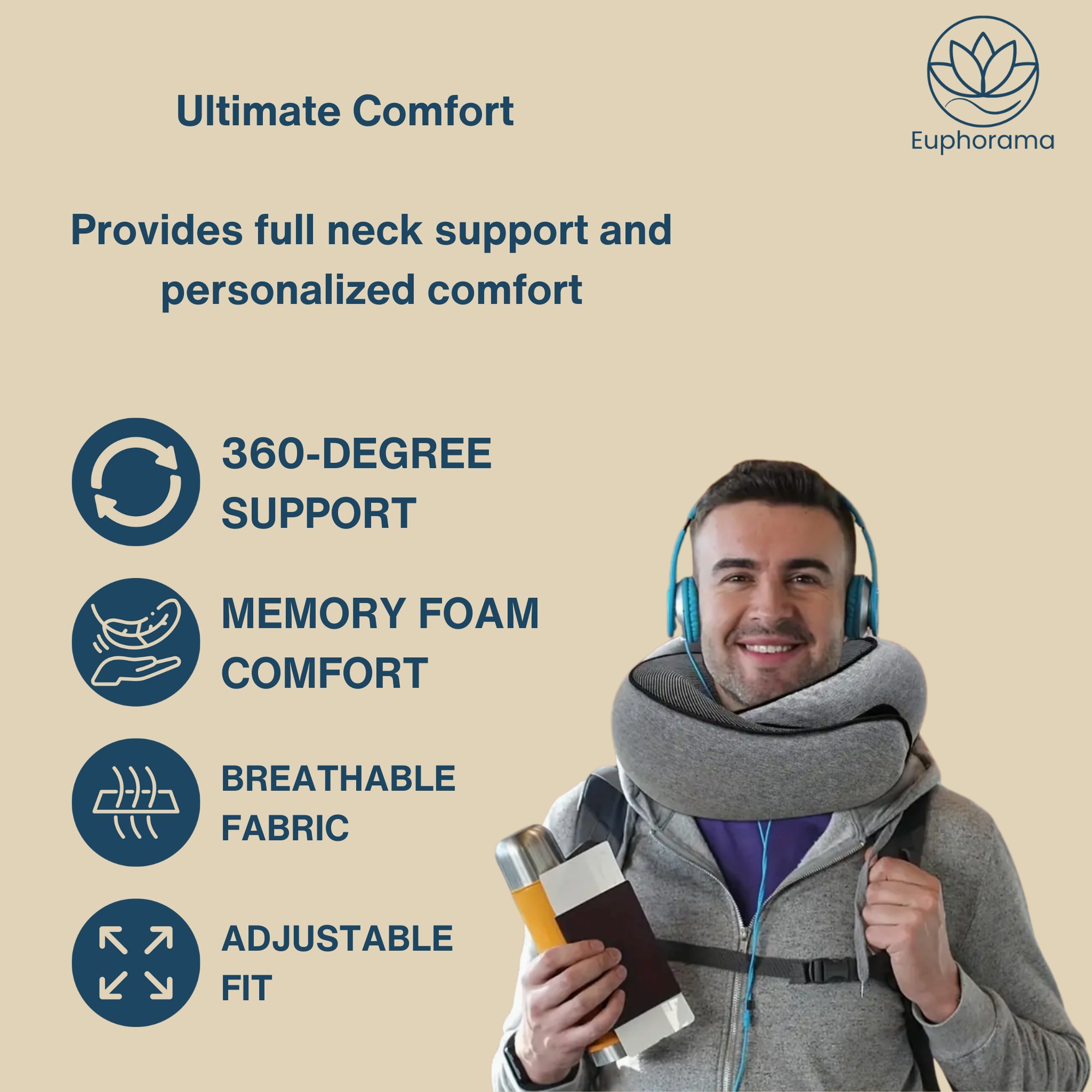 DreamRest™: Memory Foam Travel Pillow for Ultimate Comfort