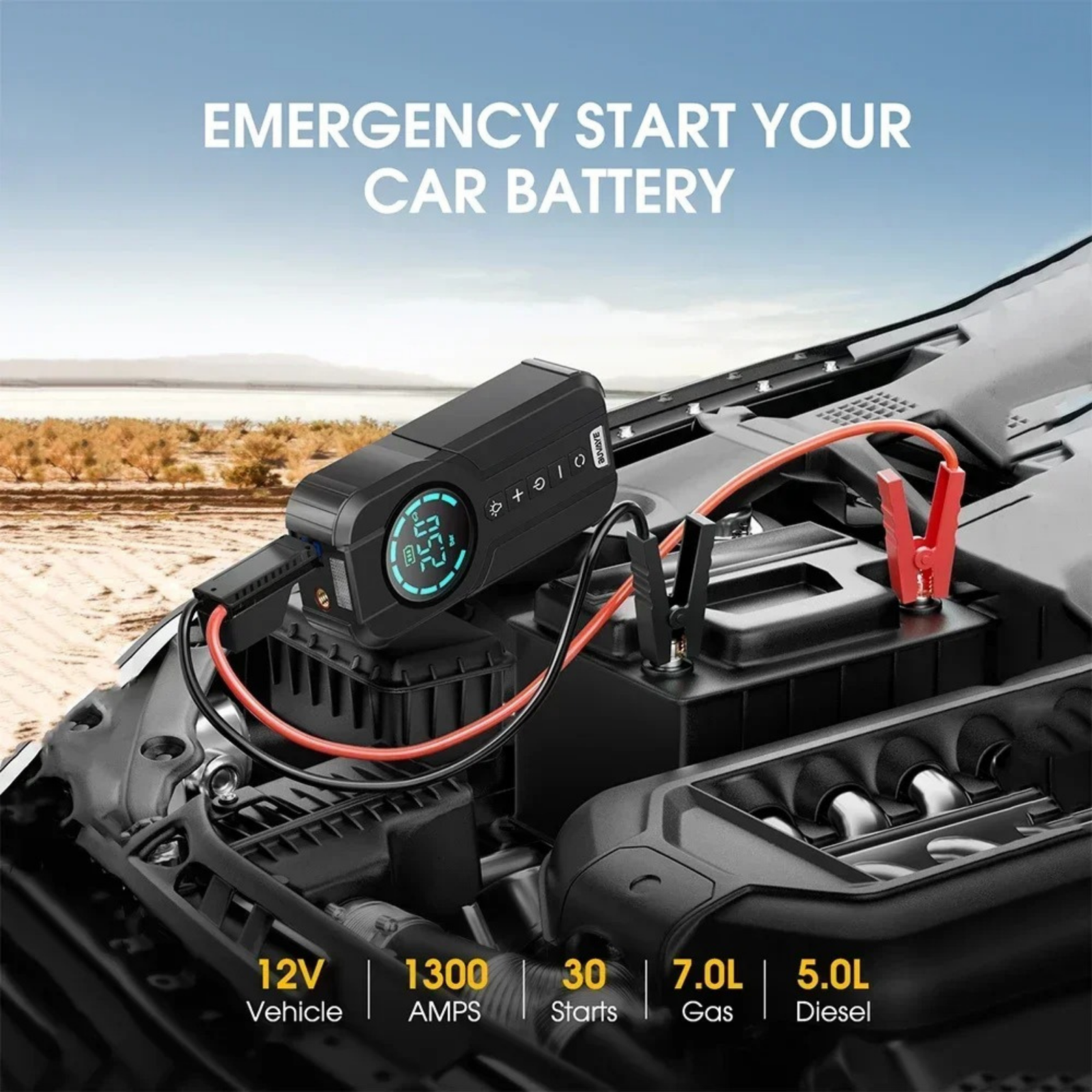 RoadRescue™: Compact 4-in-1 Car Jump Starter and Emergency Kit