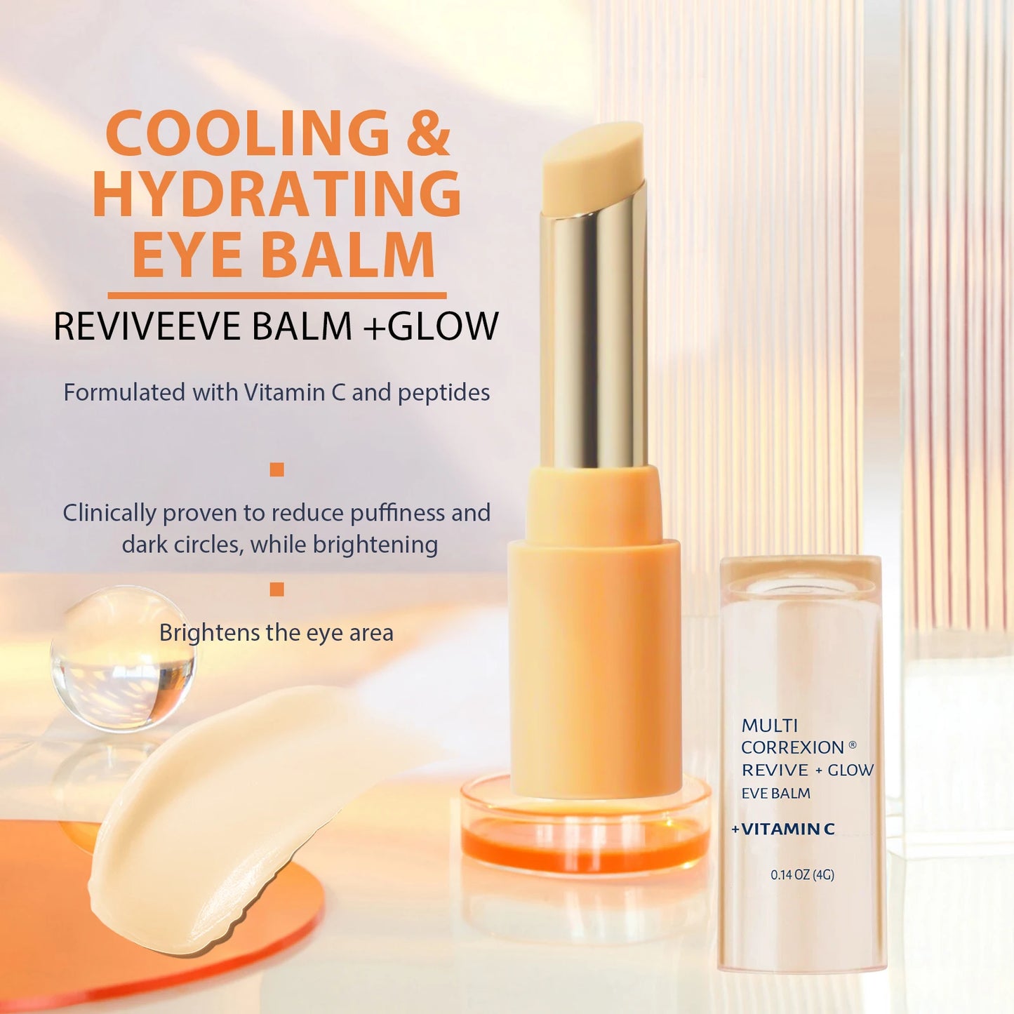 Vitamin C Eye Balm Anti-Wrinkle Moisturizing Eye Bag Removal Dark Circles Reduce Fine Lines  Brightening Eye Cream Stick