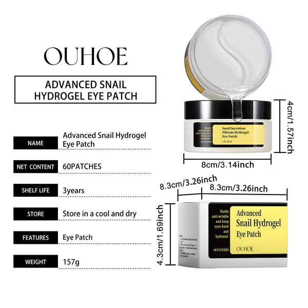 Snail Essence Eye Patches Dark Circles and Wrinkles Hydrating Under Eye Mask Deep Moisture Anti Aging Rejuvenating Gel Pads60pcs