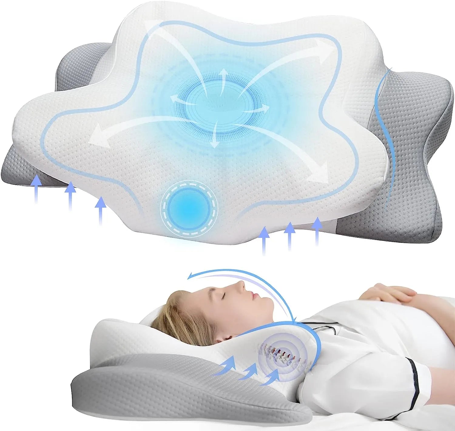 Pulatree Odorless Orthopedic Pillow For Neck And Shoulder Pain Memory Foam Neck Pillow Ergonomic Sleeping Cervical Pillow