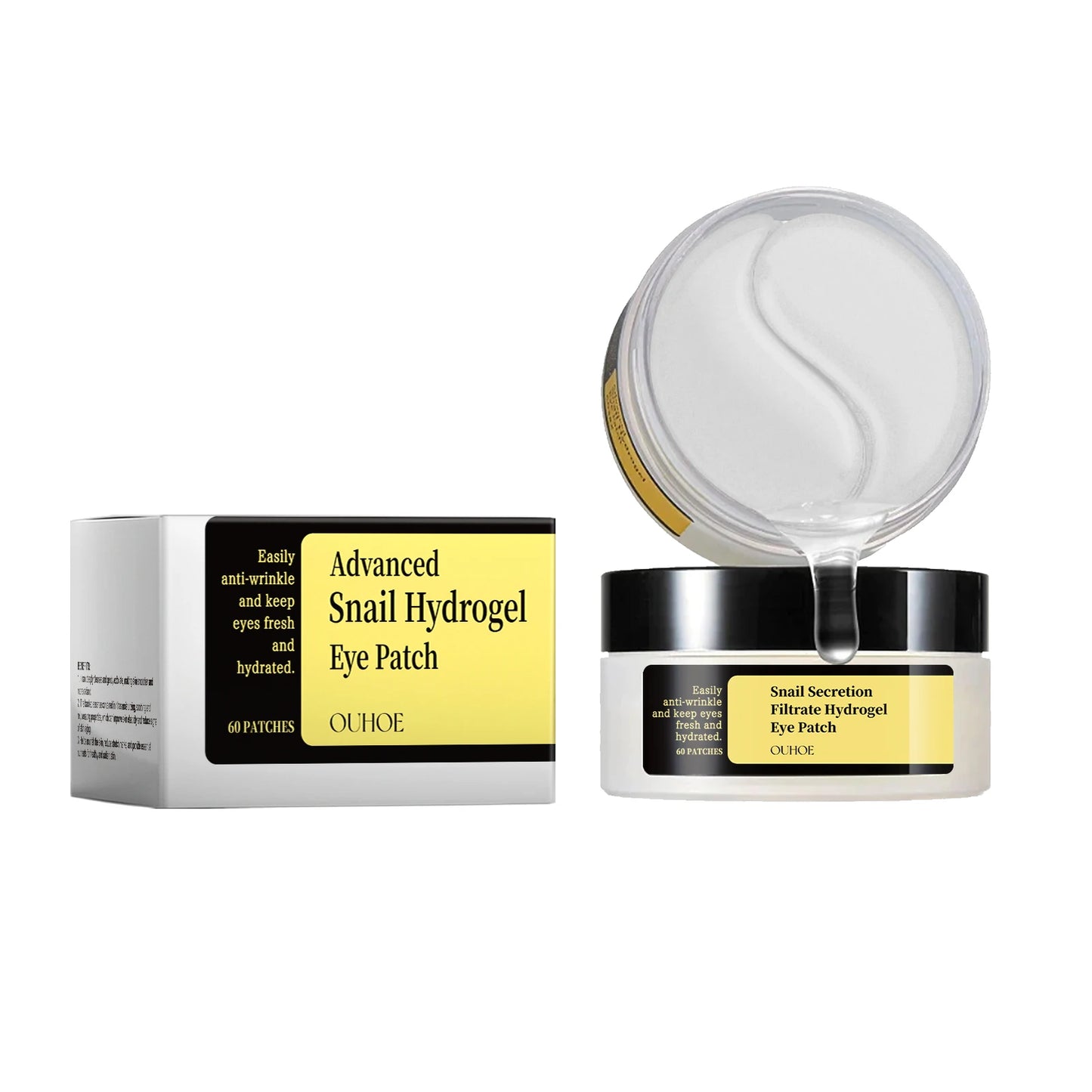 Snail Essence Eye Patches Dark Circles and Wrinkles Hydrating Under Eye Mask Deep Moisture Anti Aging Rejuvenating Gel Pads60pcs